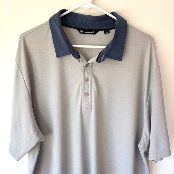 Travis Matthew Shirt Sleeve Polo Gray Blue Performance Athleisure Golf Sporty - Picture 2 of 9